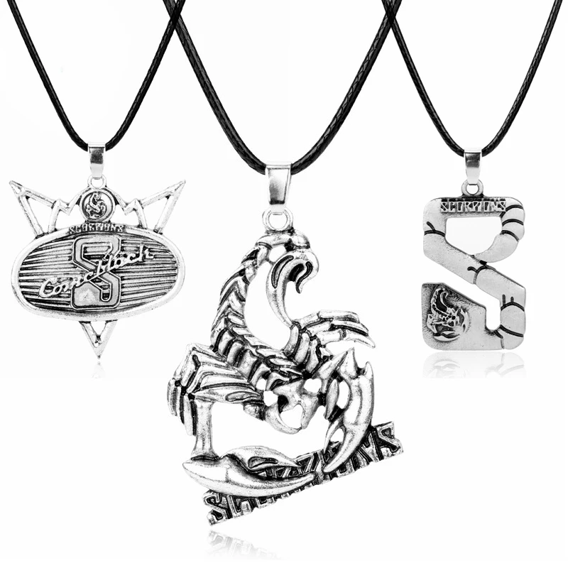 

Men Necklace Germany Rock Band Scorpion Pendants&Necklaces Leather Rope Personalized Accessories Jewelry collares de moda