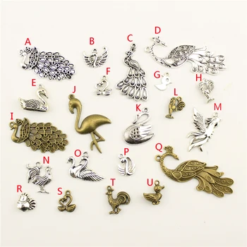 

20 Pcs Animal Peacock Chicken Duck Goose Charms Pendant DIY Jewelry Making Handmade Bracelet Necklace Bag Accessories M036