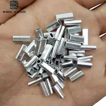 Легко поймать 100шт белые овальные алюминиевые трубки рыбная ловля рыбная ловля провода трубка Обжимная муфта Соединитель лески аксессуары