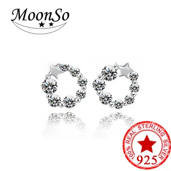 

Original solid Silver Earrings 2015 Hot fashion women jewelry Stud Earrings Simulated CZ elegant LE1802SS