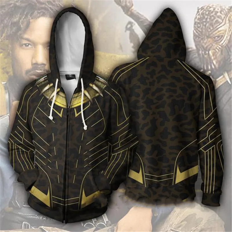

2019 New Zipper Top Black Panther Hoodie Sweatshirts Cosplay Costume Jackets hooded