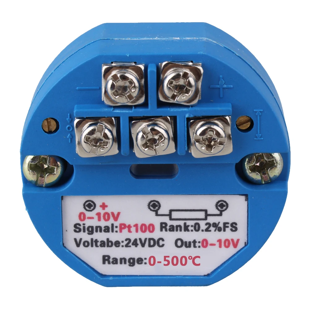 Plastic DC24V PT100 Temperature Transmitter Sensor 0 500C Output 0 10V