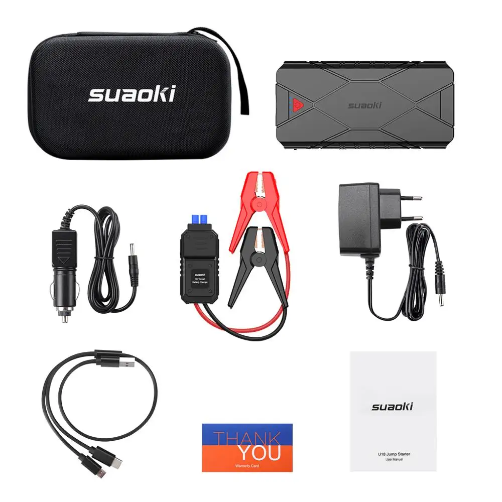 Suaoki U18 3 в 1 перезаряжаемое автомобильное пусковое устройство USB QC 0 Type C зарядное