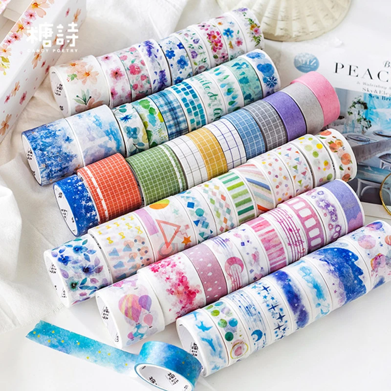 

10 rolls * 3M Set Washi Paper Tape Flower Star Geometry Combination Collage Series Set PDA Tape Album Diary DIY Paper Tape