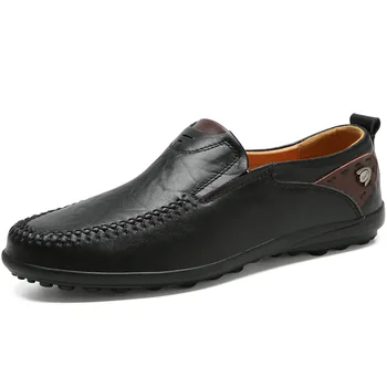

Best seller Genuine Leather Men Casual Shoes Luxury Brand 2019 Men's Loafers Breathable Slip on Driving Shoes Plus Size 37-46