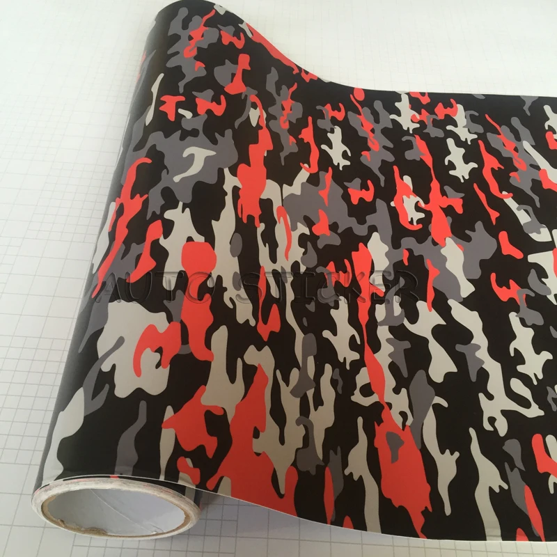 RED BLACK GRAY CAMO VINYL FILM 7