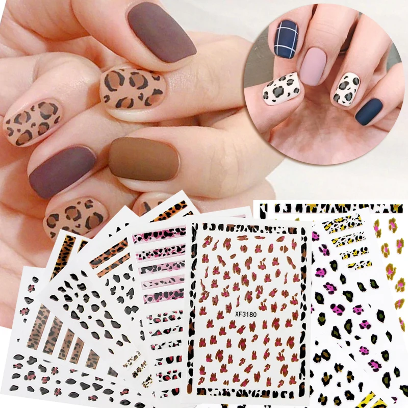 

DIY 3D Sexy Leopard Nail Sticker Self-adhesive back Glue Sticker Decals Tips Manicure Nail Art Decals Girls Decoration Stickers