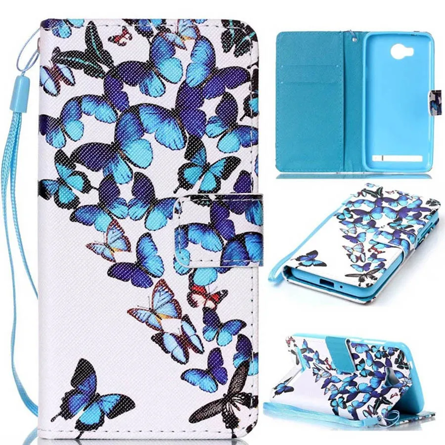 Wallet Case Pouch Pu Leather Cover Phone Cases Cartoon Pattern Flip Protective Covers For Huawei Y3 II With Stand Card Holder -7