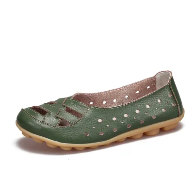Mstacchi/ г. летние туфли на плоской подошве с вырезами, женская обувь без шнуровки для отдыха, удобная женская обувь для вождения, женская обувь без застежки, размер 35-44 - Цвет: Army Green