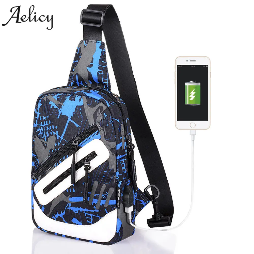 Aelicy جديد الصيف USB تصميم أكسفورد حقيبة صدر للرجال الرجال و الإناث حقيبة رافعة واحدة الكتف حزام الظهر حقيبة كبيرة قدرة Crossbody حقيبة