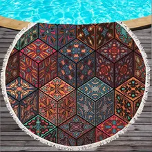 

Microfiber Round TMandala Beach Towel Chiffon Round 150cm Lotus Wall Hanging Throw Tapestry Yoga Mat Women Summer Sandy Blanket