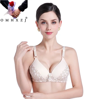 

OMHXZJ Wholesale Fashion Middle Age Women Grandmother Gift Wireless Plus Size CD Cup Adjustable Cotton Thin Comfortable Bra NY21