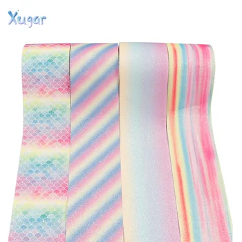

Xugar (2Yards/roll) 3''(75mm)Mermaid Glitter Ribbon Shiny Leather Fabric DIY Hairbows Accessory Gift Package Handmade Material