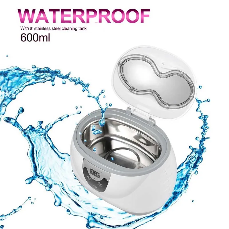

600ML 35W Digital Ultrasonic Cleaner Wash Bath Tank Baskets Jewelry Watches Dental Mini Portable Ultrasound Cleaner EU Plug