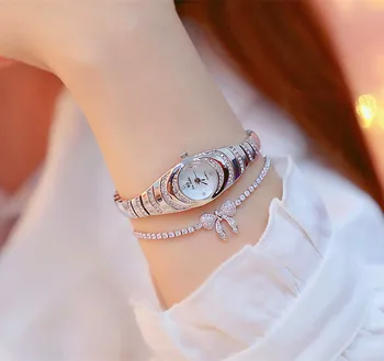 

New Hot Sale No Digital Rhinestone Scale Gold Silver Rose Gold Watch High-grade Small Chain Watch Female Watch Fashion & Casual