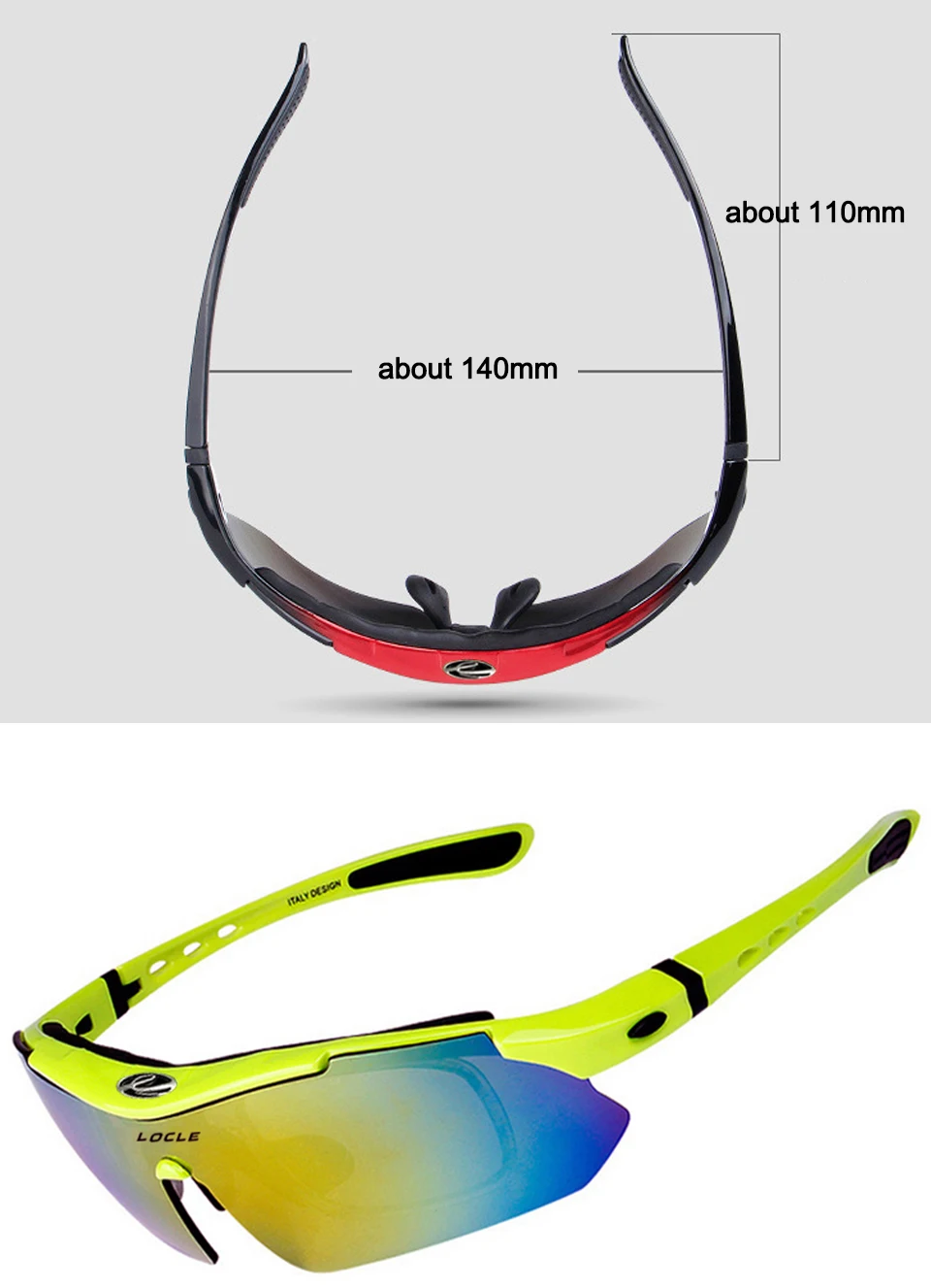 LOCLE поляризационные велосипедные солнцезащитные очки для спорта на открытом воздухе велосипедные очки для мужчин и женщин велосипедные солнцезащитные очки 29g очки 5 линз