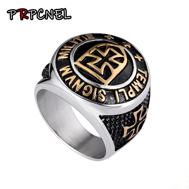 Black toned Stainless steel Masonic ring Masons biker freemason temple US 7-15