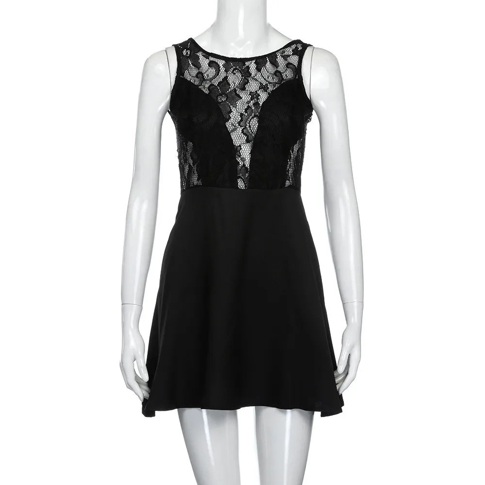 Women Dress Women Summer Casual Backless Prom Cocktail Lace Short Mini Dress Summer Casual Lace Sleeveless Sexy Ball Gown Dress
