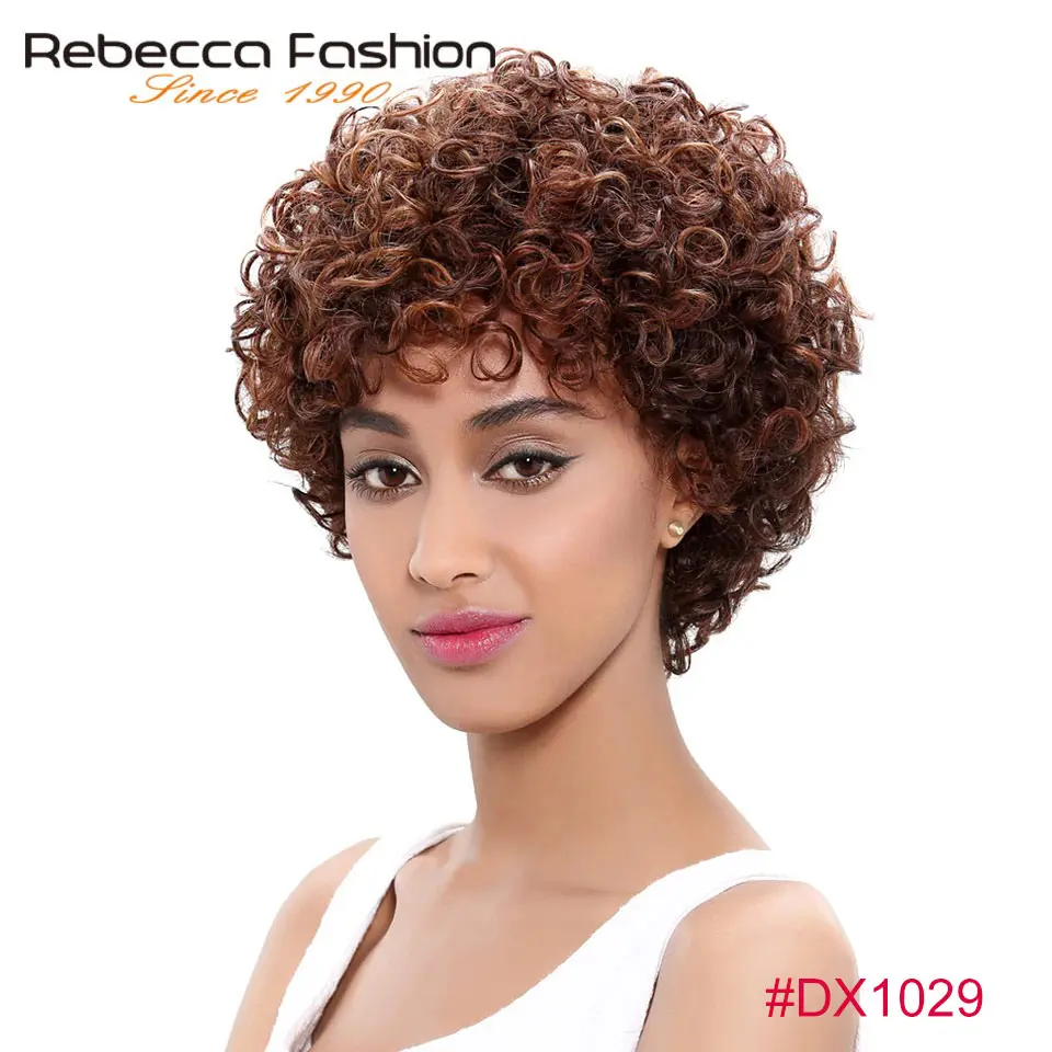 Парики Rebecca pixie, дешево, опт, короткие, афро кудрявые, кудрявые, парик, человеческие волосы, натуральные волосы, Боб, прямые парики для черных женщин - Цвет волос: HH SUNNY