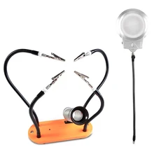 Third Hand Soldering Pcb Holder Tool Quad Arms Led Magnifying Helping Hands Crafts Jewelry Hobby Workshop Helping Station Non