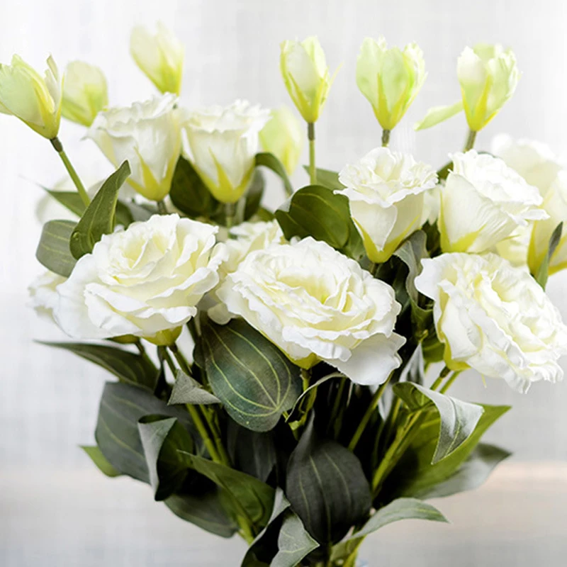 

3 Heads European Artificial Flower Fake Eustoma Gradiflorus Lisianthus Christmas Wedding Party Home Decorative