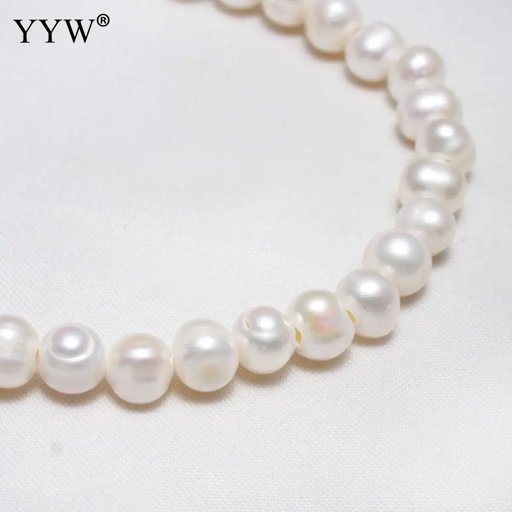 

YYW High Quality Cultured Potato Freshwater Pearl Beads natural white 8-9mm Approx 2mm Sold Per 15 Inch Strand