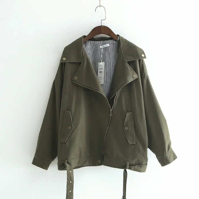 Ubei 2019 Hot style lapel side zip belt short biker jacket women spring casual loose coat Streewear bomber jacket