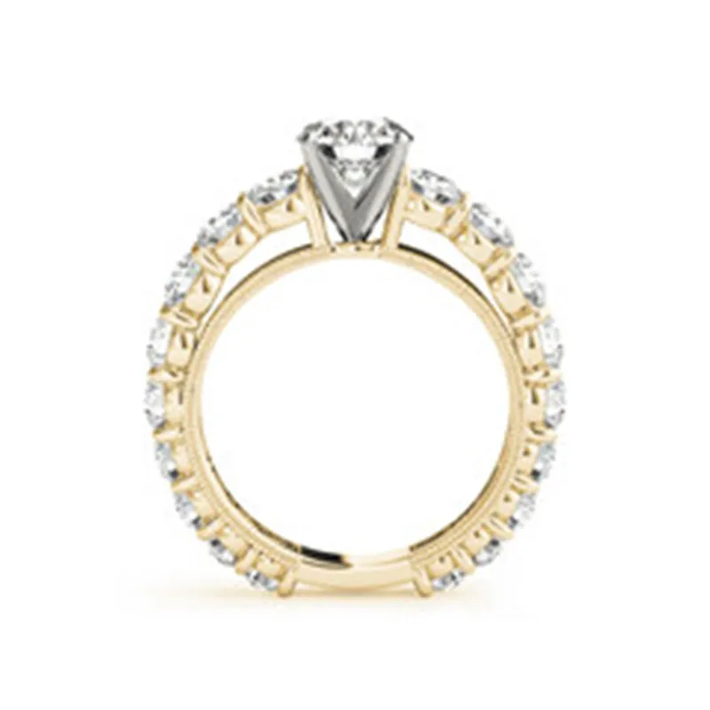 AINUOSHI 925 пробы Серебряное Женское Обручальное кольцо наборы желтое золото цвет круглая огранка кольца для влюбленных ювелирные изделия anillos de boda