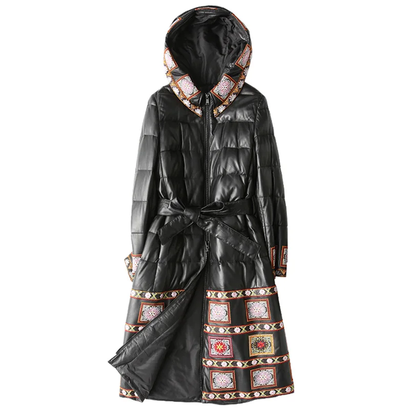 

Real Genuine Leather Jacket Korean Sheepskin Coat Autumn Winter Jacket Women Clothes 2018 Vintage Warm Long Down Coats ZT1464