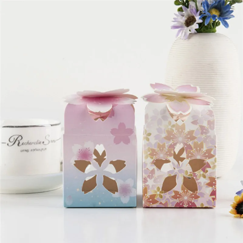 

10pcs/lot DIY Hollow Cherry Blossom Candy Boxes Wedding Birthday Party Gift Box Cookies Sweet Dessert Decoration Chocolate Box