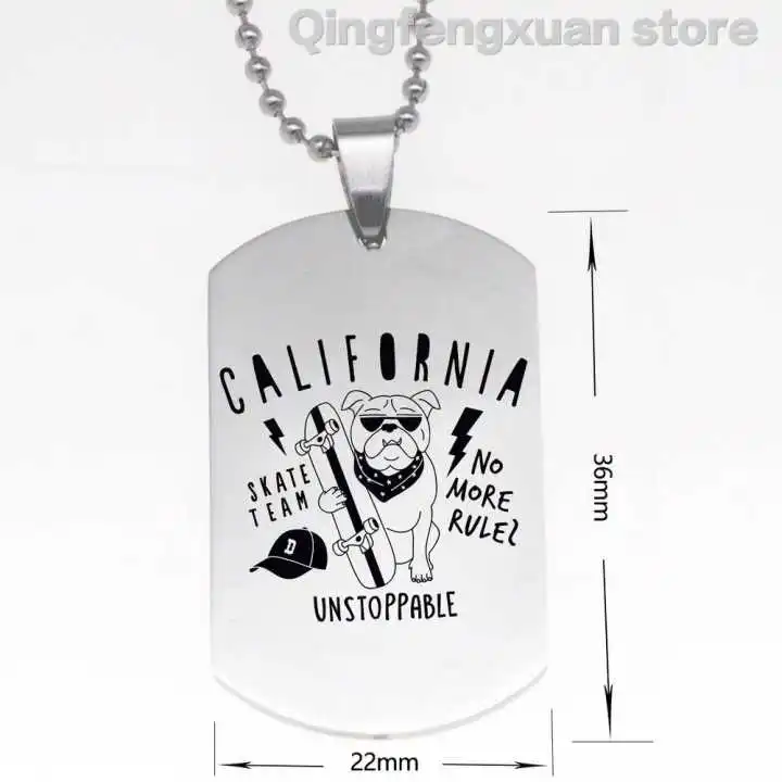 

Original stainless steel military pendant necklace English alphabet puppy bullfighting beads chain