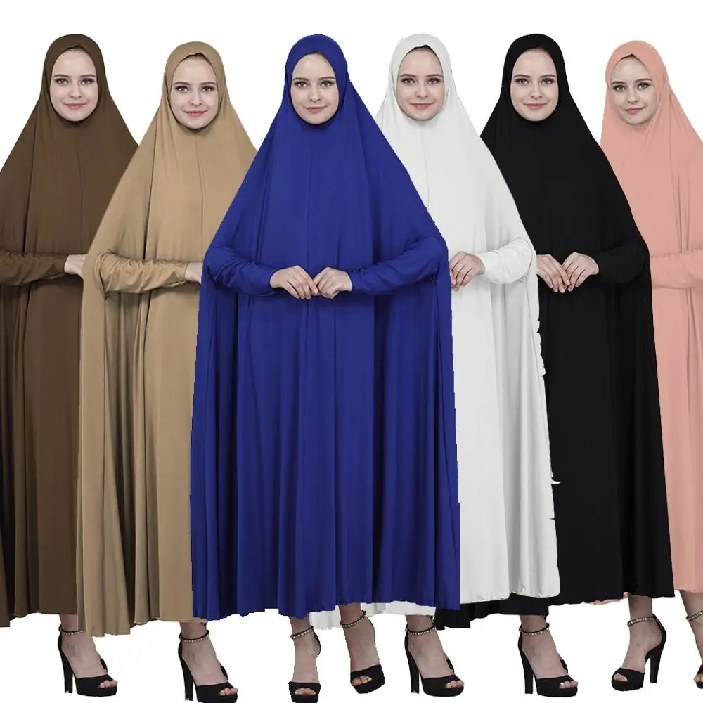 

Full Cover Muslim Women Prayer Maxi Dress Long Hijab Arab Islamic Large Clothing Overhead Ramadan Garment Loose Robe