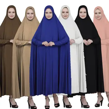 

Full Cover Muslim Women Prayer Maxi Dress Long Hijab Arab Islamic Large Clothing Overhead Ramadan Garment Loose Robe