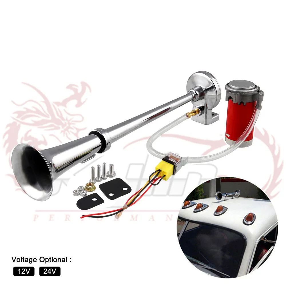 

150DB Super Loud 12V/24V Single Trumpet Air Horn Compressor Car Lorry Boat Motorcycle AH015