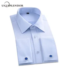 Французские запонки, мужские рубашки, деловые, свадебные, вечерние, Мужская одежда, одноцветные, полосатые, мужские, повседневные рубашки, хлопок, M-5XL, YN10387