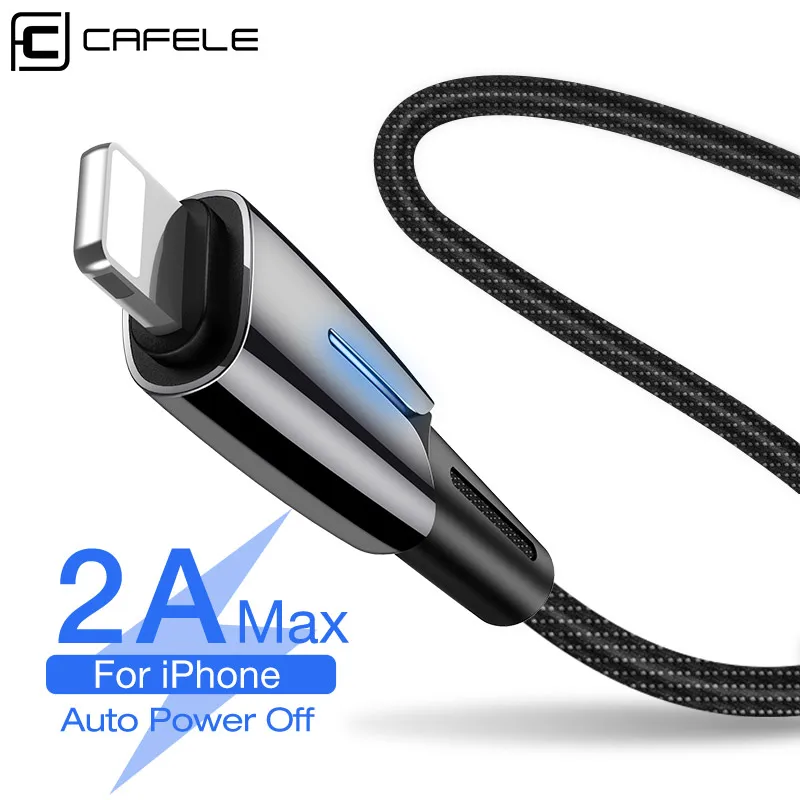 

CAFELE Smart USB Cable for iphone XS MAX XR X 8 7 6 Plus ipad Auto Power Off Data Sync Charging Cable For Apple Device 2A Max