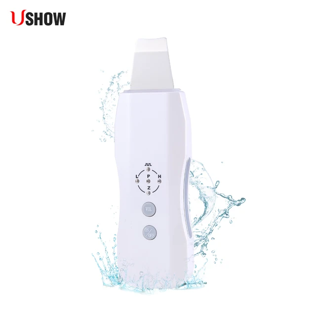 USHOW Multifunction Ultrasonic Skin Scrubber Rechargeable Ultrasound Face Pore Cleaner Deep Cleaning Facial Peeling Massager
