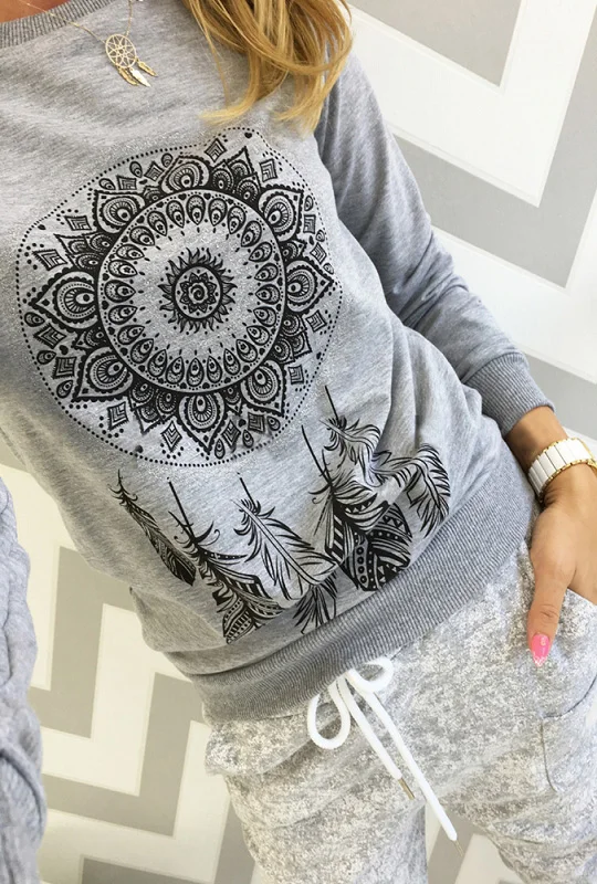 2017 New Womens Autumn Long Sleeve Hoodie Sweatshirt Print Casual Hooded Coat Pullover