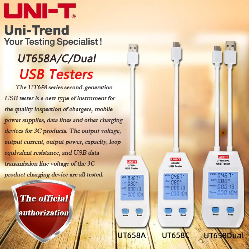 UNI-T UT658A/UT658C/UT658Dual USB тестер; зарядное устройство/Мобильная мощность/кабель для передачи данных/мобильный телефон/зарядное оборудование тестер качества