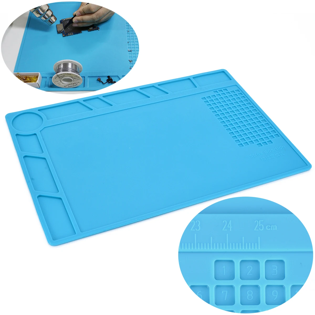 1pc Soldering Station Insulation Pad Multifunctional Heat Resistant Silicone Mat For Mobile Phone Tablet Repair Tool