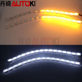

Autoki Universal Running Horse Dual Color LED Flexible DRL with Turn Light White + Yellow Flowing Color