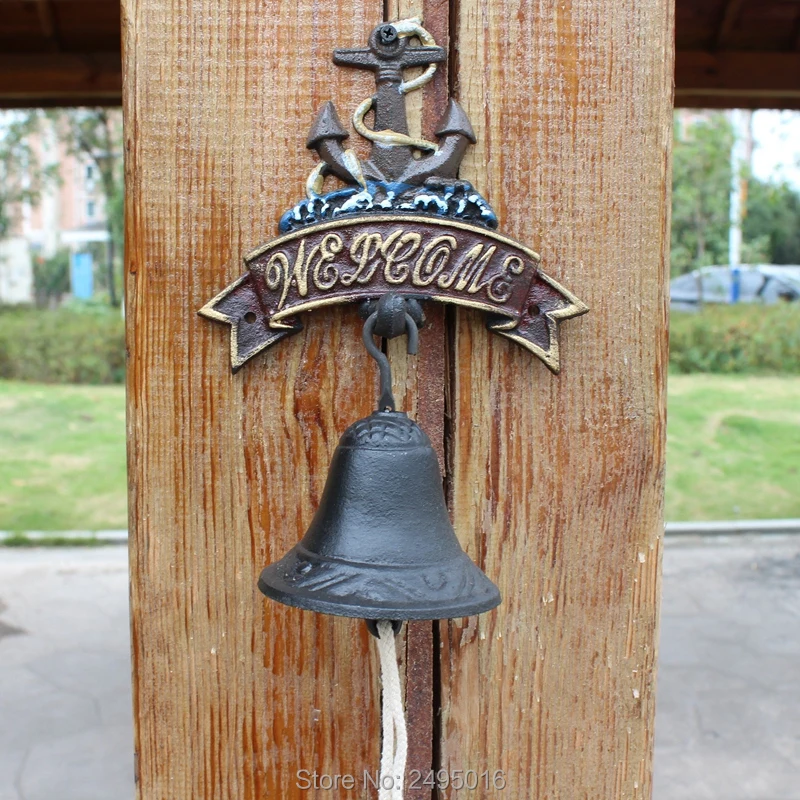 Чугунный колокол Добро пожаловать дверной звонок античный дверной звонок украшение передней двери для дома и улицы Декор