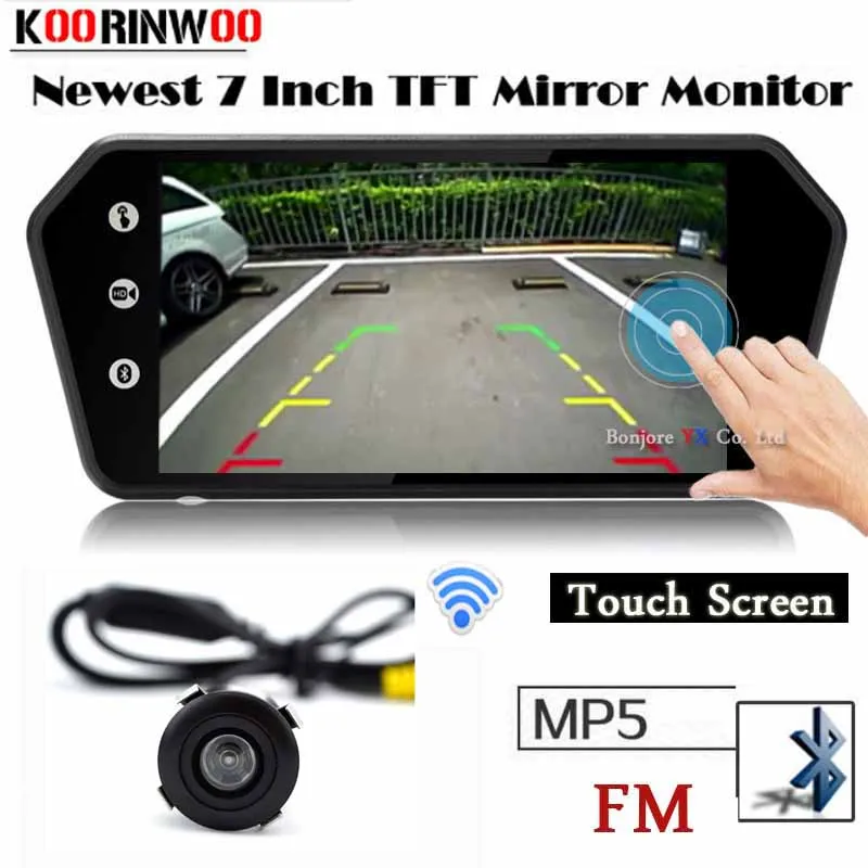 Автомобильный монитор Koorinwoo с сенсорным экраном 1024x600 зеркальный экран TF USB Bluetooth