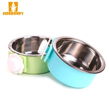 HORBONPY Pet двойное использование из нержавеющей стали еда воды чаша для еды, контейнер для клетки собаки подвесная еда вода с болт для держателя для собаки