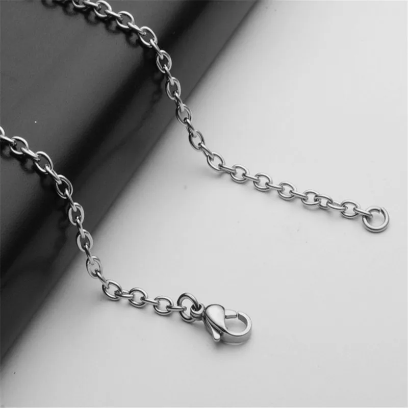 

20/24 inch 3mm silver stainless steel chain necklace for pendants women & men round link chain diy jewelry making accessories