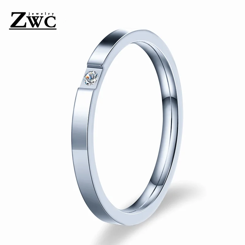 Новые Модные Простые Кольца ZWC с инкрустацией кристаллами для женщин и мужчин