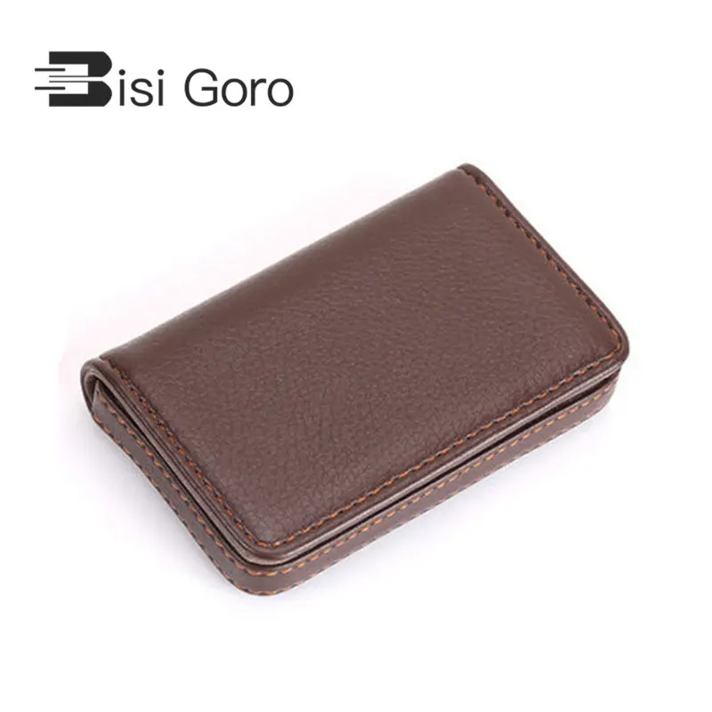 

BISI GORO 2019 PU Leather Fashion Card Case Business Credit Card Holder Magnet Name Card Holder Large Capacity Classic Card Box