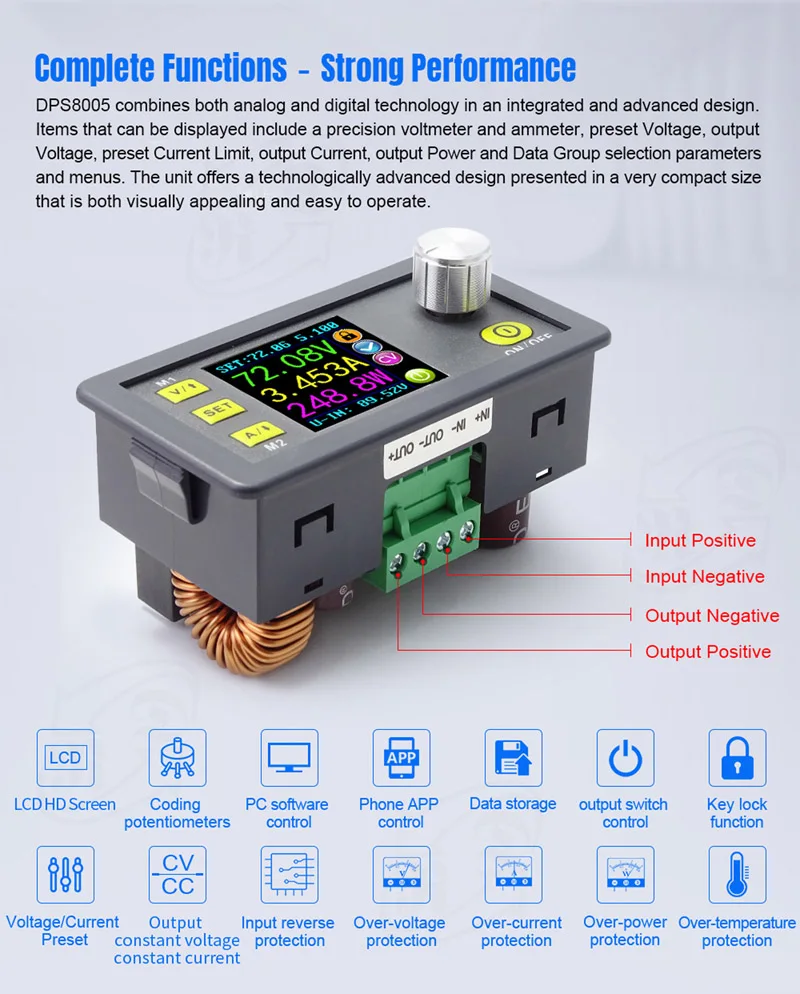 DPS8005 программируемый модуль постоянного напряжения тока понижающий источник питания Вольтметр Амперметр понижающий преобразователь 80 в 5A