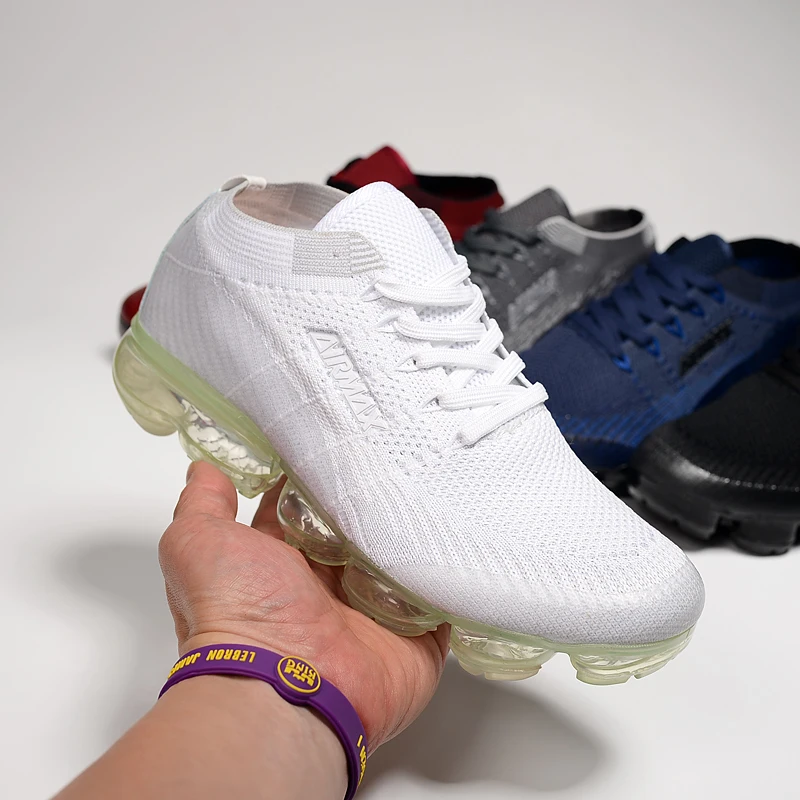 Cena Męskie trampki damskie buty do biegania Air Vapormax _ 2019 oddychające buty max poduszka buty codzienne wykonane z siatki zwiększ wysokość biały czarny