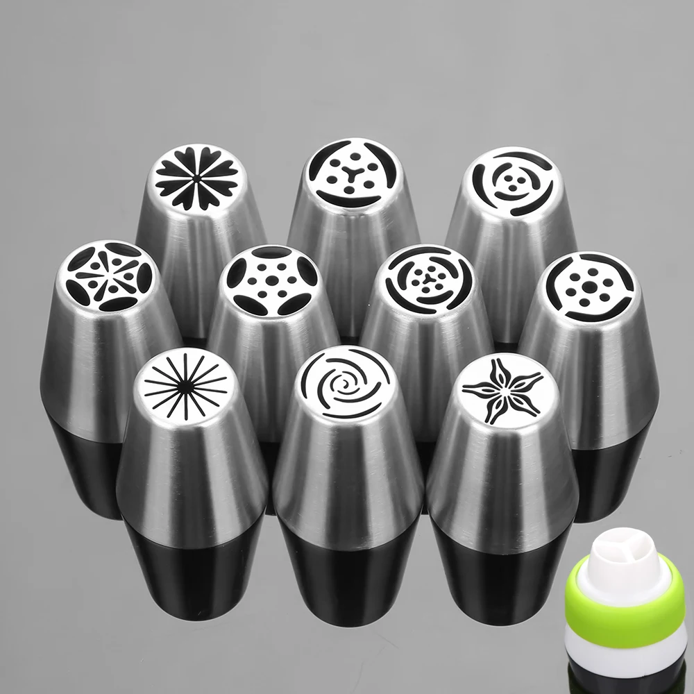 11PCS Stainless Steel Cake Nozzles Russian Pastry Tip Icing Piping Nozzle Decorating Tools Fondant Confectionery Sugarcraft